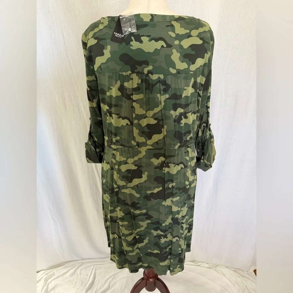 NWT Torrid Camouflage Green Zip Front Shirt Dress - Torrid Size 3 (22-24, 3X) - Picture 9 of 16